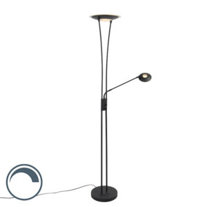 Moderní stojací lampa černá včetně LED s čtecím ramenem – Ibiza
