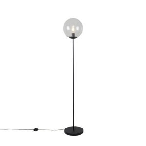 Stojací lampa ve stylu Art Deco černá s čirým sklem – Pallon Mezzi