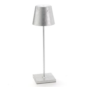 Stolní lampa LED Poldina, dekor, přenosná stříbrná