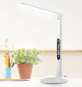LED stolní lampa Success s hodinami, bílá