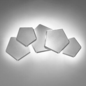 LED nástěnné světlo Pleiadi stříbrné, pět zdrojů