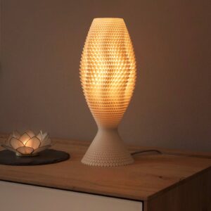 Stolní lampa Koral z biomateriálu, linen, 33 cm