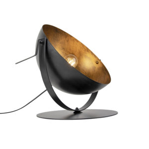 Průmyslová stolní lampa černá se zlatem nastavitelná – Magna