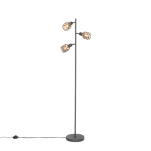 Designová stojací lampa černá se zlatým 3-světlem – Noud