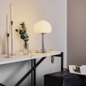 Ancilla - chromovaná stolní lampa LED se stmívačem