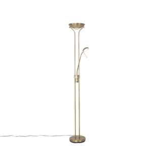 Moderní stojací lampa bronzová s lampou na čtení vč. LED stmívatelná – Diva