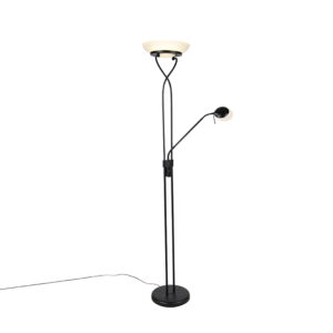 Stojací lampa černá včetně LED a stmívače s lampičkou na čtení stmívat do tepla – Empoli