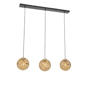 Art Deco závěsná lampa zlatá podlouhlá 3-světelná - Maro