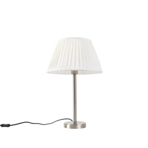 Klasická stolní lampa z oceli se skládaným odstínem bílá 35 cm – Simplo