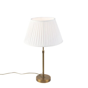 Bronzová stolní lampa s skládaným odstínem bílá 35cm – Parte