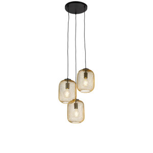 Art Deco závěsná lampa zlatá 45 cm 3-světlo – Bliss Mesh