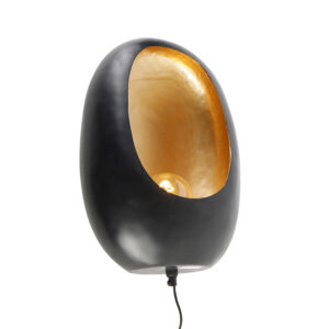 Designové nástěnné svítidlo černé se zlatým vnitřkem 46 cm – Cova
