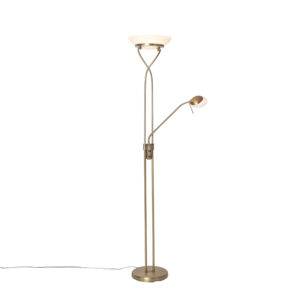 Stojací lampa bronzová včetně LED a stmívače s lampou na čtení – Empoli