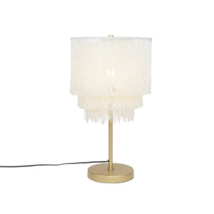 Orientální stolní lampa zlatého krémového stínu s třásněmi – Franxa