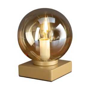 Stolní lampa Pluto zlatá koule ze skla šampaňská