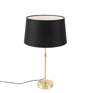 Stolní lampa zlatá / mosazná s odstínem černého lnu 35 cm – Parte