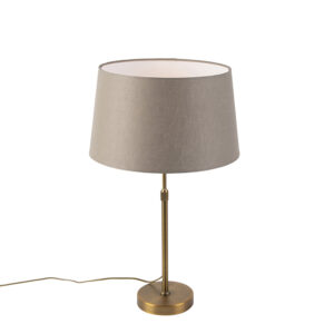 Bronzová stolní lampa s plátěným odstínem taupe 35cm – Parte