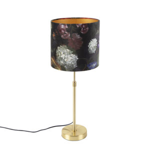 Stolní lampa zlatá / mosaz se sametovým odstínem květiny 25 cm – Parte
