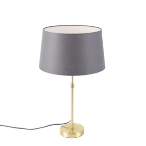 Stolní lampa zlatá / mosaz s odstínem lnu šedý 35 cm – Parte