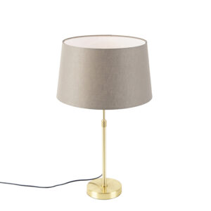 Stolní lampa zlatá / mosaz s odstínem lnu taupe 35 cm – Parte