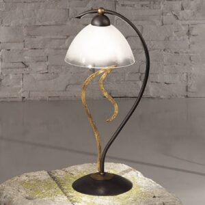 Stolní lampa Amabile, rezavá-zlatá, stínidlo sklo