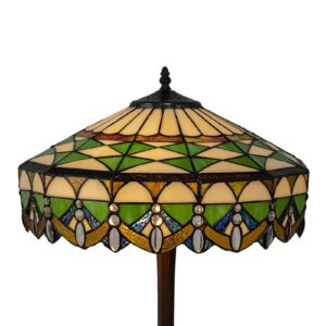 Stolní lampa 5LL-6086 v zelené, design Tiffany