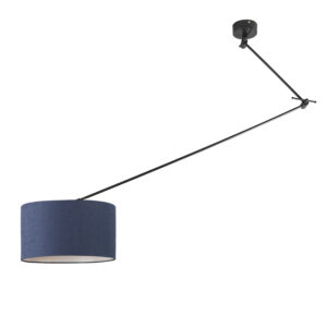 Závěsná lampa černá se stínidlem 35 cm modrá nastavitelná – Blitz I.