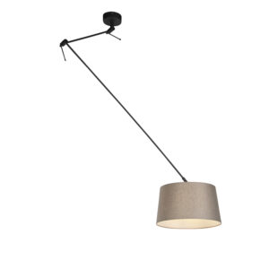 Závěsná lampa s plátěným stínidlem taupe 35 cm – Blitz I černá