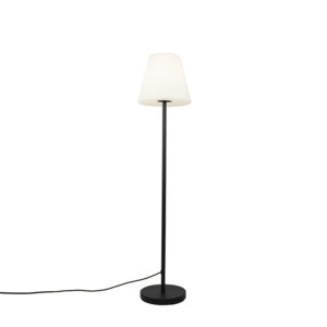 Venkovní stojací lampa černá s bílým odstínem 35 cm IP65 – Virginie