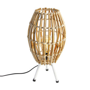 Venkovská stolní lampa stativ bambus s bílou – Canna Capsule