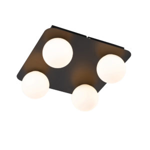 Moderní koupelnové stropní svítidlo černé čtvercové 4-světlo – Cederic