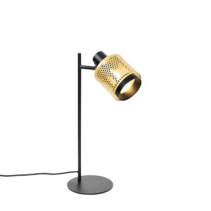 Industriální stolní lampa černá se zlatou - Kayden