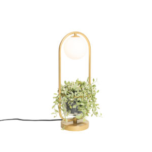 Stolní lampa ve stylu art deco zlatá s bílým sklem – Isabella