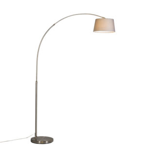 Moderní ocelová oblouková lampa s šedým látkovým stínidlem – Arc Basic