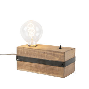Průmyslová stolní lampa dřevo - Reena