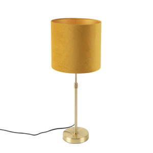 Stolní lampa zlatá / mosaz se sametovým odstínem žlutá 25 cm – Parte