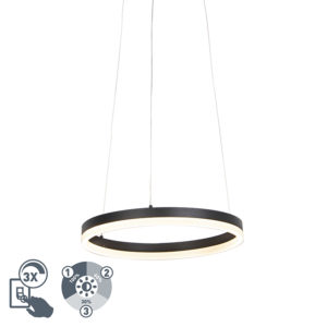Designová kruhová závěsná lampa černá 40 cm včetně LED a stmívače - Anello