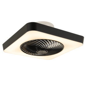Chytrý stropní ventilátor čtvercový černý včetně LED stmívatelné – Climo