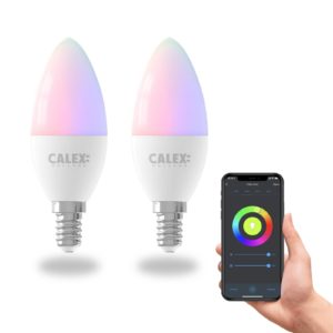 Calex Smart LED svíčka E14 B35 4,9W CCT RGB 2ks
