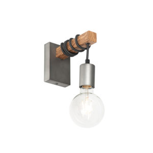 Průmyslová nástěnná lampa ocel se dřevem - Gallow