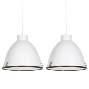 Sada 2 průmyslových závěsných lamp bílých stmívatelných 38 cm – Anteros