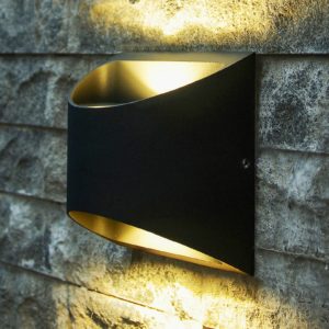LED venkovní nástěnné světlo Dodd, půlkulaté černá