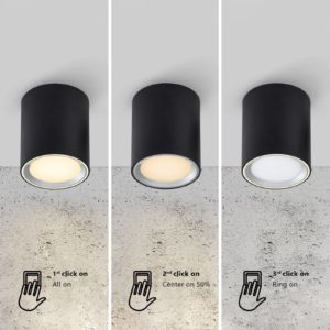 LED downlight Fallon long 3-step-dim černá/ocel