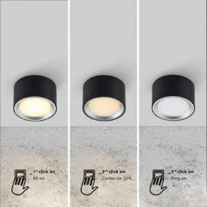 LED downlight Fallon 3-step-dim, bílá/ocel