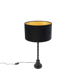 Stolní lampa ve stylu art deco se sametovým odstínem černá 35 cm – Pisos