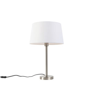 Moderní stolní lampa z oceli s bílým odstínem 32 cm – Simplo