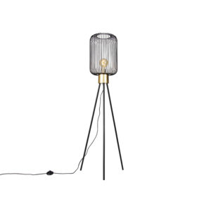 Designová stojací lampa černá se zlatou - Mayelle