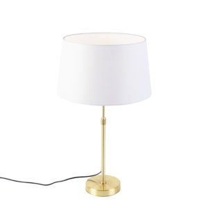 Stolní lampa zlatá / mosaz s plátěným odstínem bílá 35 cm – Parte