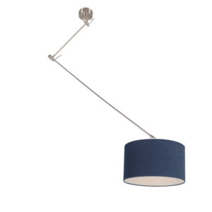 Závěsná lampa ocelová se stínidlem 35 cm modrá nastavitelná – Blitz I.