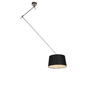 Závěsná lampa s lněným stínidlem černá 35 cm – ocel Blitz I